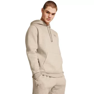 Męska bluza dresowa nierozpinana z kapturem Under Armour UA Essential Fleece Crew - beżowa - UNDER ARMOUR - Koszulki sportowe męskie - miniaturka - grafika 1
