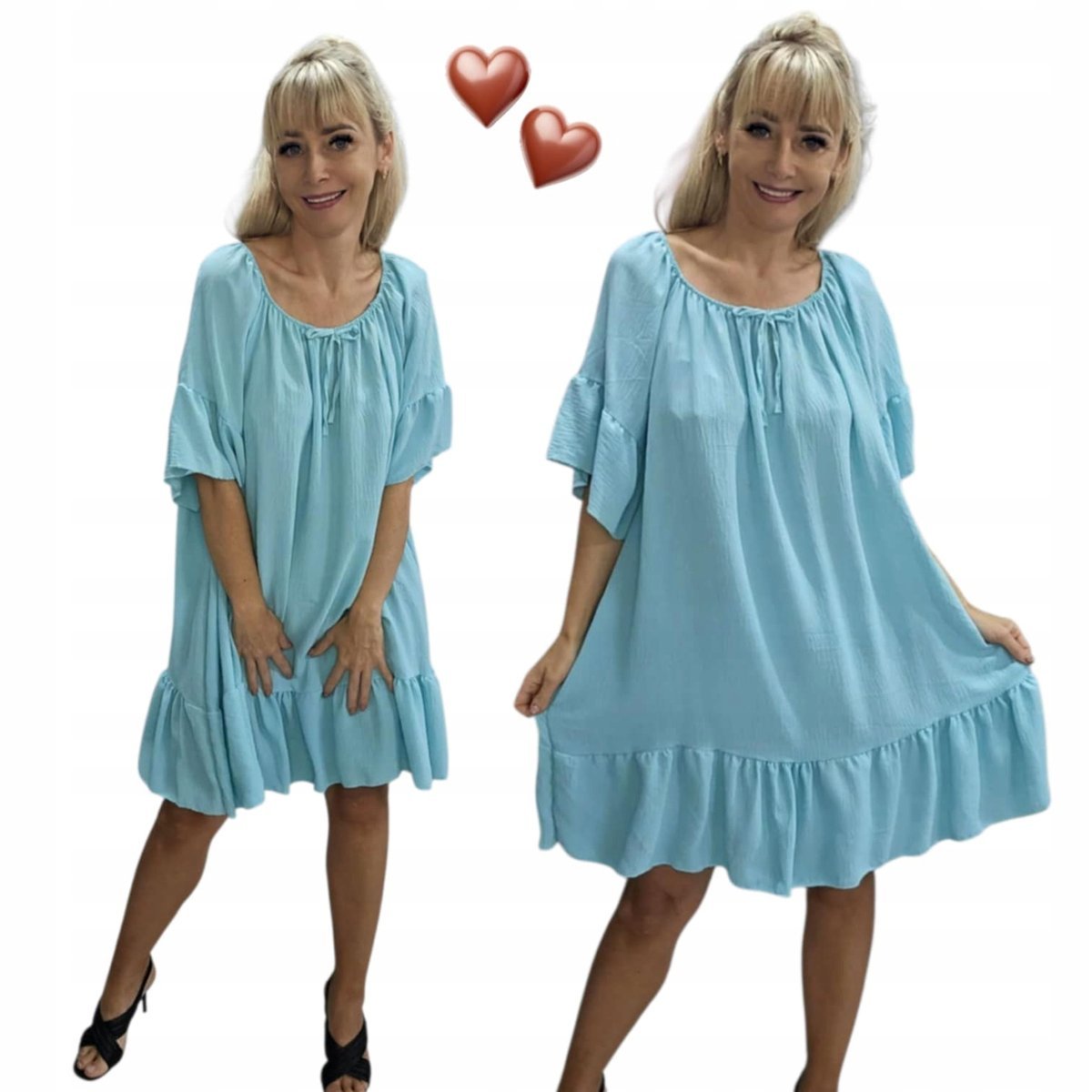 Sukienka Hiszpanka boho mięta piękna rewelacyjna luźna wygodna 46 48 4xl