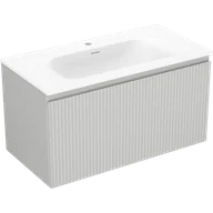 Szafki łazienkowe - Mexen Rivel szafka łazienkowa 90 cm z umywalką Vela, 1 szuflada, ryflowana , szara mat/biała mat - 91A20-09047-1-BF62-W23M01 - miniaturka - grafika 1