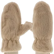Rękawiczki - Jednopalczaste Zimowe Rękawiczki Niezgubki Na Sznurku Beżowe - miniaturka - grafika 1
