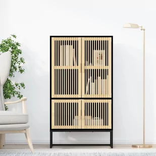 vidaXL Wysoka szafka, czarna, 70x35x125 cm, materiał drewnopochodny - Szafki do salonu - miniaturka - grafika 1