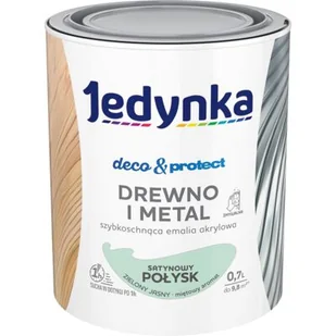 Farba akrylowa Jedynka Deco&Protect Drewno i Metal Satynowy Połysk Zielony Jasny 0,7L - Emalie - miniaturka - grafika 1