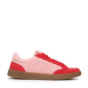 Zamszowe sneakersy ze wstawkami z ekoskóry brązowe - Półbuty męskie - miniaturka - grafika 1