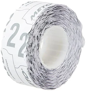 Meto Etykiety do ręcznych etykietek 30007327 (22 x 12 mm, 1-wierszowa, 12 000 sztuk, stałe przylegające, do METO, Contact, Sato, Avery, Tovel, Samark itd.) 12 rolek, białe - Cenówki - miniaturka - grafika 1