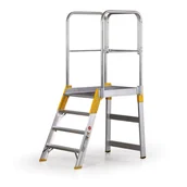 Drabiny - Aluminiowy pomost, drabina z platformą, jednostronna ALVE FORTE, 4 szczeble, wysokość 0,83 m - miniaturka - grafika 1