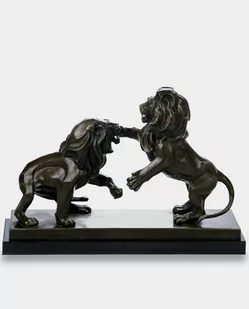 Walczące Lwy Nowoczesna Rzeźba z Brązu - Figurki dekoracyjne - miniaturka - grafika 1
