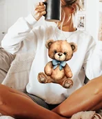 Bluzy damskie - Damska bluza z nadrukiem misia - miniaturka - grafika 1