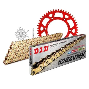 Zestaw łańcuchów DID Alu 520ZVM-X / 116 nitowy zamek czerwony do Honda CRF R 250 ccm rok prod. 2011-2017 - Części motocyklowe - miniaturka - grafika 1