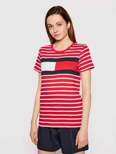 Koszulki i topy damskie - Tommy Hilfiger T-Shirt Abo Flag WW0WW32439 Czerwony Regular Fit - grafika 1