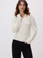 Swetry damskie - Reserved - Sweter z dodatkiem wełny - biały - miniaturka - grafika 1