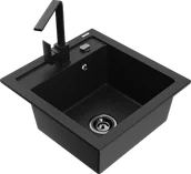 Zlewozmywaki z baterią - Mexen Vito zlewozmywak granitowy 1-komorowy z baterią kuchenną Rita, czarny - 6503-77-670300-70-B - miniaturka - grafika 1