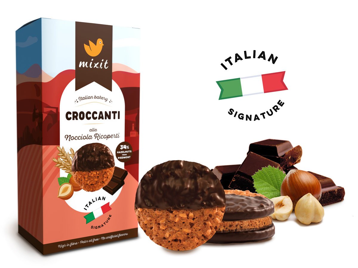 Mixit Italian Bakery – Croccanti alla Nocciola Ricoperti, 150g