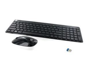 HP 802450-051 klawiatura Dołączona myszka Biuro RF Wireless AZERTY Francuski Czarny, Biały - Zestawy myszka + klawiatura - miniaturka - grafika 1