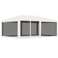 Pawilony ogrodowe - vidaXL Namiot imprezowy z 4 siatkowymi ściankami, 4x6 m, biały - miniaturka - grafika 1