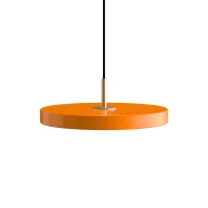 Oprawy, klosze i abażury - Pomarańczowa lampa wisząca Asteria Mini z płaskim kloszem i wbudowanym oświetleniem LED - miniaturka - grafika 1