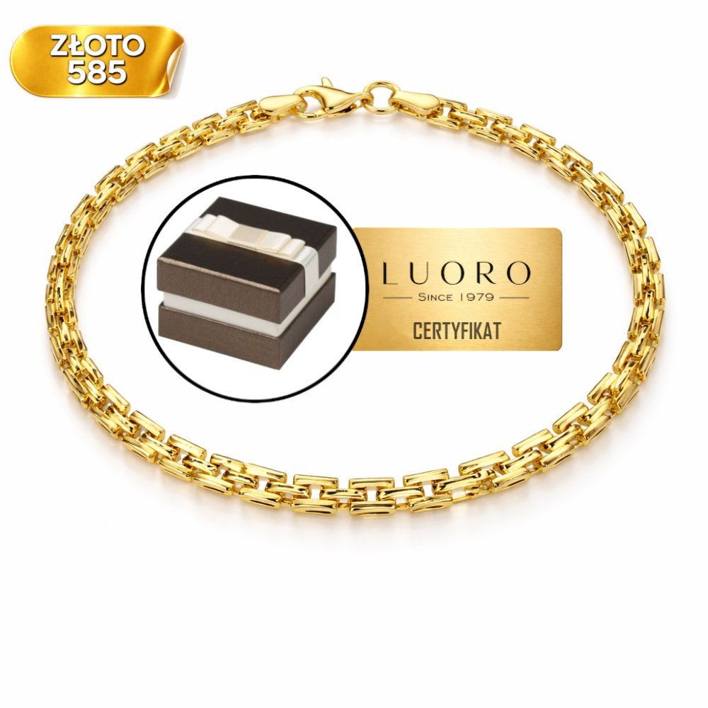 BRANSOLETKA ZŁOTA 585 14K REGULARNY WZÓR DIAMENTOWANA 19,5 CM ELEGANCKA