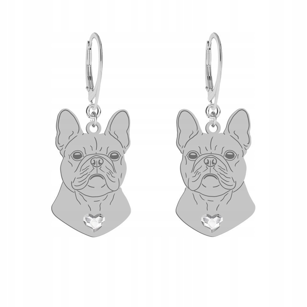 Kolczyki Srebrne Bulldog Francuski Kobieta Biżuteria Prezent GRAWER GRATIS