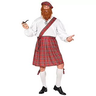 Czapki dla dzieci - Widmann Widmann 60235 kostium bezczelnej szkockiej koszuli, kiltu, szarfy, krótkie spodnie z głową, czapka z brodą, impreza tematyczna, spódnica szkocka, karnawał, męski, wielokolorowy, XL/XXL 60235 - grafika 1