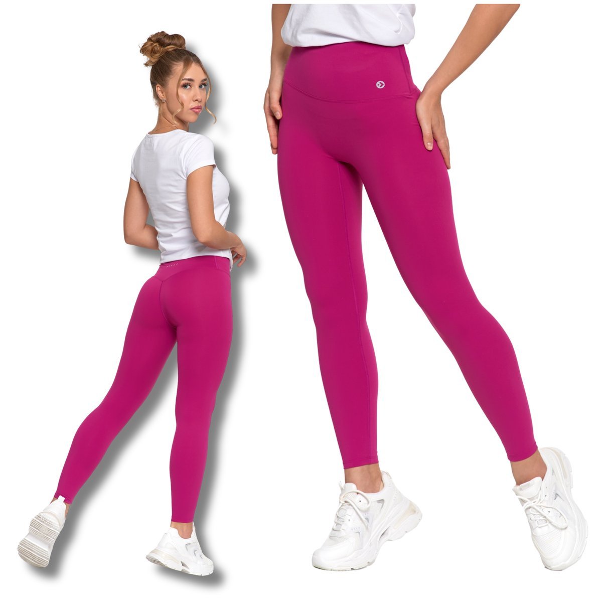 SPORTOWE LEGGINSY DAMSKIE WYSOKI STAN GŁADKIE KRYJĄCE MODELUJĄCE MORAJ S