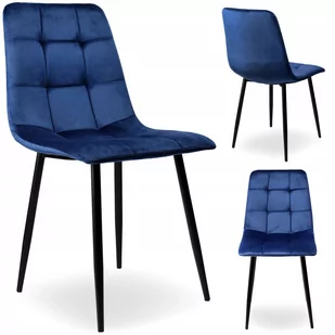 Krzesło aksamitne DENVER velvet Granatowe - Krzesła - miniaturka - grafika 1