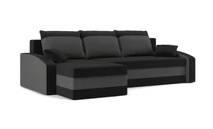 Narożnik Hewlet z Funkcją Spania Łóżko Rogówka Sofa, Czarny-Szary - Narożniki - miniaturka - grafika 1