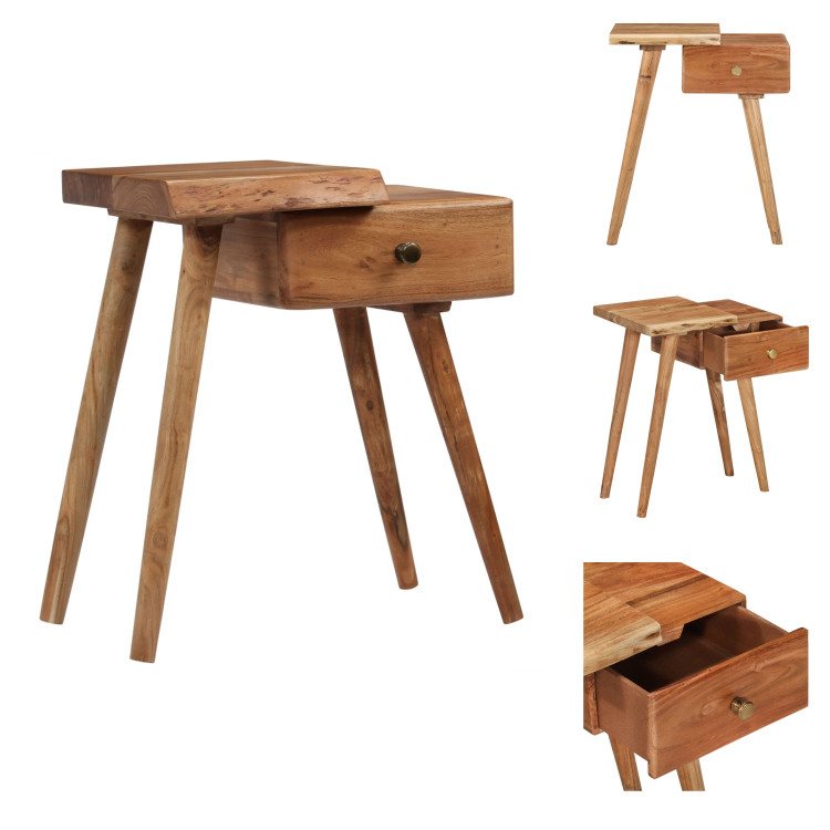 vidaXL Szafka nocna z litego drewna akacjowego 45 x 32 x 55 cm - Szafki nocne