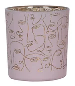 Świeczniki - Świecznik szklany różowy w twarze mini - miniaturka - grafika 1