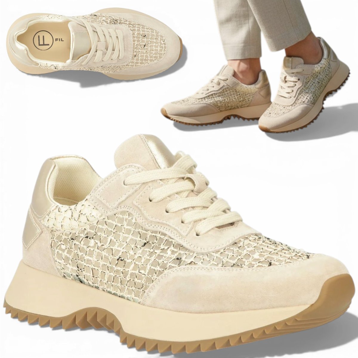 Sneakersy Damskie SKÓRZANE Filippo Wygodne Półbuty Beżowe Ażurowe 37