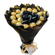 Zestawy upominkowe - Słodki bukiet Ferrero Rocher 18 szt. i róże 3 szt. Prezent na 18 Urodziny, Imeniny, Ślub - miniaturka - grafika 1
