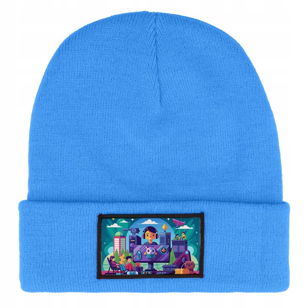 CZAPKA ZIMOWA CIEPŁA NIEBIESKA DZIECIĘCA Z MOTYWEM STUMBLE & WIN MIX WZORÓW