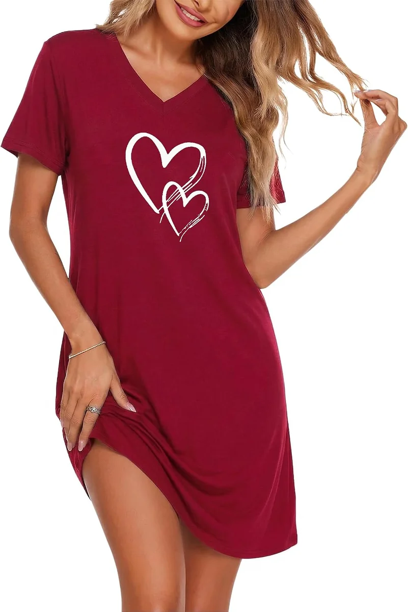 RĘKAW KOSZULA NOCNA DAMSKA BAWEŁNA ELASTAN MIĘKKA DEKOLT V-NECK KRÓTKI