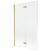 Parawany nawannowe - Mexen Mist parawan nawannowy 2-skrzydłowy lewy 110 x 150 cm, transparent, złoty szczotkowany - 8A9-110-002-55-00-L - miniaturka - grafika 1