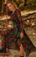 Sukienki - Sukienka maxi z motywem kwiatowym M813/49, Kolor czarno-czerwono-zielony, Rozmiar XL, Makadamia - Primodo.com - miniaturka - grafika 1