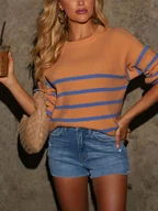 Swetry damskie - Milan Kiss Sweter w kolorze pomarańczowo-niebieskim - miniaturka - grafika 1