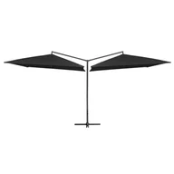 Parasole ogrodowe - vidaXL Podwójny parasol na stalowym słupku, 250 x 250 cm, czarny vidaXL - miniaturka - grafika 1