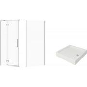 Kabiny prysznicowe - Zestaw Cersanit Crea kabina prysznicowa 90x90 cm kwadratowa lewa z brodzikiem Tako chrom/szkło przezroczyste (S159005, S159010, S204012) - miniaturka - grafika 1