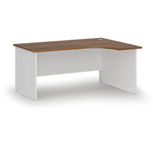Biurko narożne PRIMO WHITE, 1600 x 1200 mm, prawe, biały/orzech - Biurka - miniaturka - grafika 1