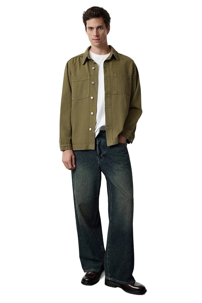 TRENDYOL MAN KURTKA MĘSKA JEDNORZĘDOWA Z KIESZENIAMI KOLOR ZIELONY M 5DA