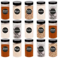 Pojemniki kuchenne - Pojemnik słoik plastikowy na żywność przyprawy 500ml 15 sztuk + etykiety - miniaturka - grafika 1