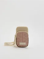 Reserved - Saszetka z łączonych materiałów - beżowy