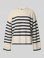 Swetry damskie - Sweter z prążkowanej dzianiny o kroju relaxed fit model ‘LINE’ - miniaturka - grafika 1