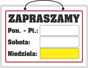 Tablica laminowana A4 - zapraszamy sobota+ niedziele - Tablice BHP - miniaturka - grafika 1