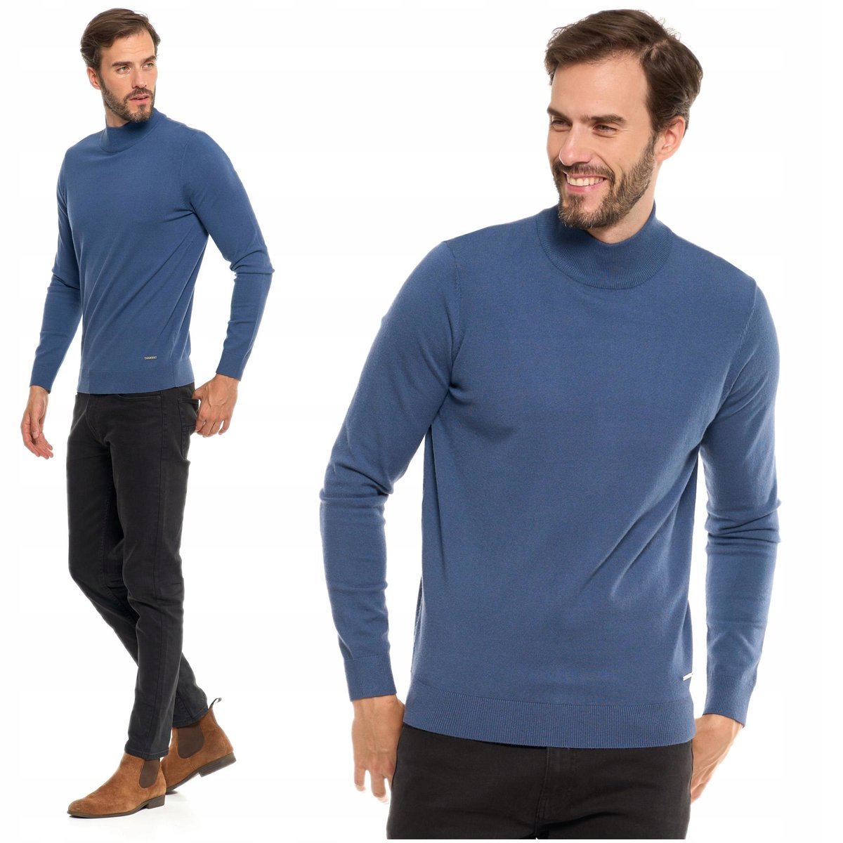 Elegancki SWETER MĘSKI Półgolf Klasyczny Stylowy Sweterek Ze Stójką MORAJ M