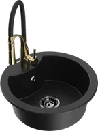 Zlewozmywaki z baterią - Mexen Diego zlewozmywak granitowy 1-komorowy z baterią kuchenną Aster, czarny - 6512-77-73450-57-B - miniaturka - grafika 1