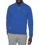 Bluzy męskie - GANT Oryginalna męska bluza dresowa z zamkiem do połowy długości, niebieska (Lapis Blue), standardowa, Lapis Blue, S - miniaturka - grafika 1