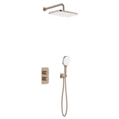 Zestawy prysznicowe - Zestaw prysznicowy podtynkowy KFA ARMATURA Malaga 5759-501-34 Szczotkowane różowe złoto z deszczownicą - miniaturka - grafika 1