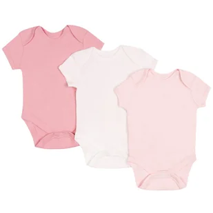 3x Różowo-białe body na krótki rękaw, certyfikat OEKO-TEX 0-3 m 62 cm - Body dla niemowląt - miniaturka - grafika 1