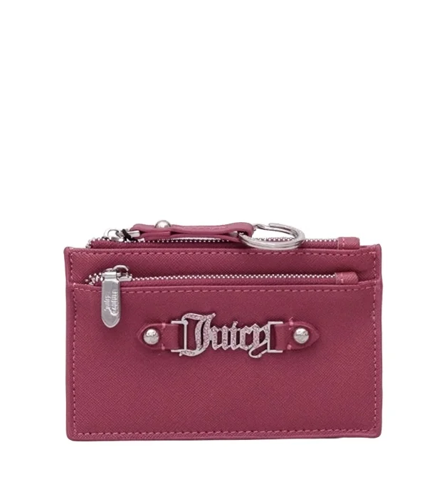 Juicy Couture różowe etui na karty portfelik na bilon i zdjęcie