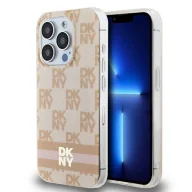 Etui i futerały do telefonów - Etui DKNY IML Checkered Mono Pattern & Printed Stripes MagSafe na iPhone 13 Pro / 13 - różowe - miniaturka - grafika 1