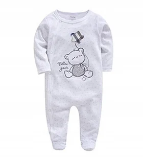 Pajacyk Niemowlęcy Kombinezon dla Dzieci 6-9 Miesięcy Bawełniany Biały - Kombinezony dla dzieci - miniaturka - grafika 1